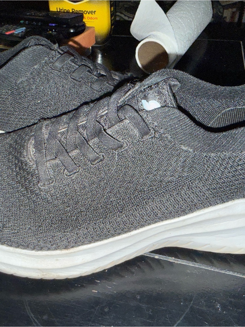 Skechers Women's Charcoal Knit Slip-On Sneakers with White Sole